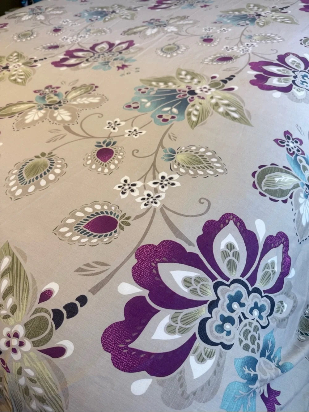 Cynthia Rowley Purple and Teal Floral Duvet Oversized Queen Cover